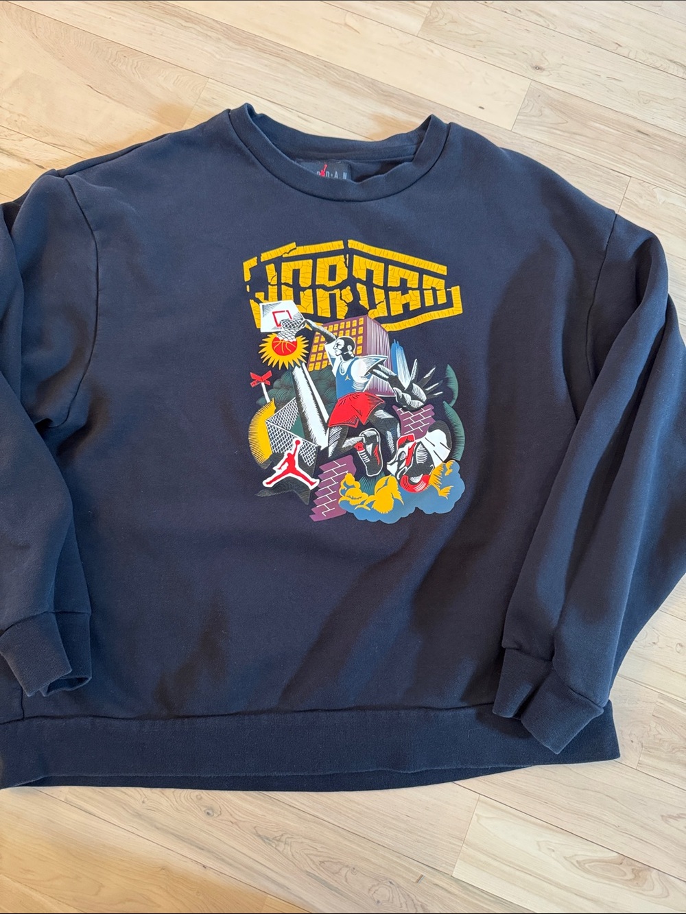 Nike Air Jordan Cartoon Graphic Crewneck Sweatshirt DNA Black DC9615-010-XXL